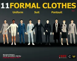 11 FORMAL CLOTHES  SUIT  PANTSUIT  UNIFORM Low-poly 3D model