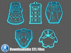 3D Printer Doctor Who TARDIS Dalek Cyberman Cookie Cutter Set 3D print model