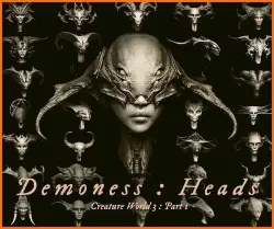50 DEMONESS HEADS 3D model