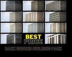 Background Building Pack Low-poly 3D model