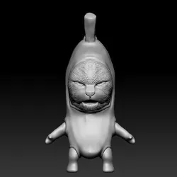 Banana Cat Normal Expression Key Chain Key ring 3D Printable 3D print model