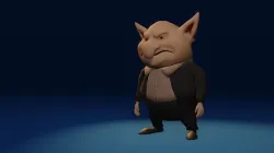 Character cartoon in suit Low-poly 3D model
