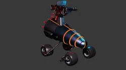 Cyber mini Car with Machine gun 3D model