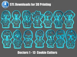 Doctor Who Cookie Cutter Doctors Set 3D print model