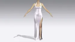 DRESS  LILAC  WHITE PEARL  SLIT  DETAIL HEART  NECKLINE 3D model
