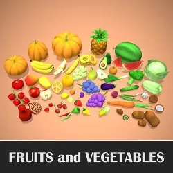 Fruits And Vegetables - Stylized Food Pack Low-poly 3D model