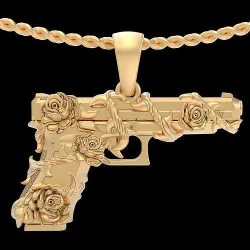Gun Glock Flower pendant gold printable jewelry 3D print model