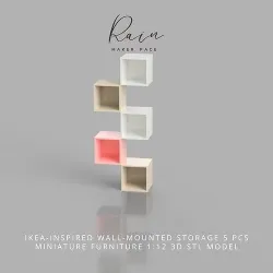IKEA INSPIRED WALL-MOUNTED STORAGE 5 PCS 3D print model