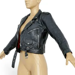 Jacket Moto Black Leather Open Women Men Clothing Low-poly 3D model
