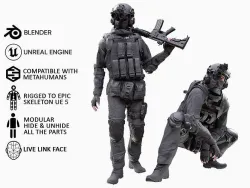 Man - Military Uniform 4 - Modular - Rigged Low-poly 3D model