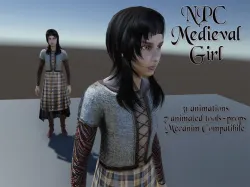 NPC Medieval Girl Low-poly 3D model