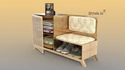 pratileira wooden shoe cabinet with shoes 3D print model