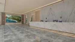 Recepion lobby of hotel with marble floors 3D model