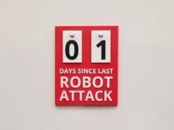 Robot attack safety counter sign with tags