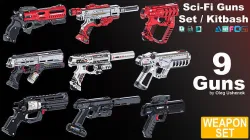 Sci-Fi Guns Set Kitbash  3D model