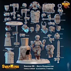 Swapmini 59 -  Greta Hammerstone female dwarf  blacksmith / fighter