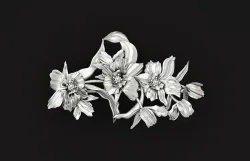 vintage brooch flower orchid 766 3D print model