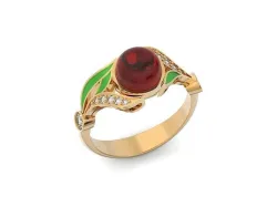 Vintage Ring stone cabochon enamel leaf 895 3D print model
