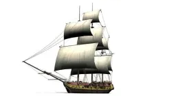 warship brig Low-poly 3D model