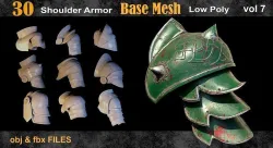 30 Shoulder Armor Base Mesh vol 7 Low-poly 3D model
