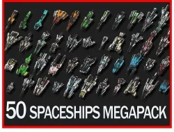 50 Lowpoly Sci Fi Spaceship Kitbash Bundle Megapack Low-poly 3D model