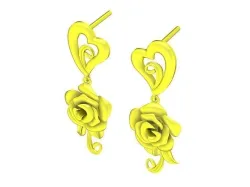 5908 Beautiful Heart and Rose Earrings  3D print model