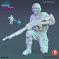 Army Soldier Kneeling / Space Officer / Cyberpunk Warrior / Cosmic Invasion / Trooper Attack / Sci-Fi Encounter