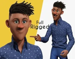 Cartoon Black Man Teen young Rigged 3D  Low-poly 3D model
