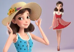 Cartoon Girl Rigged 3D model
