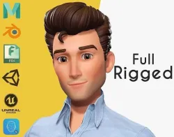 Classic Cartoon Man Rigged model RealTime Male 3D toon Low-poly 3D model
