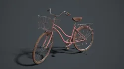 Classic Pink Bicycle Low-poly 3D model