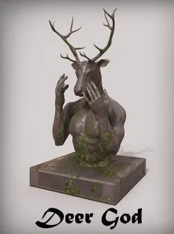 Deerman statue of deer with antlers 3D model