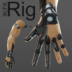 FPS hand anatomy mechanical 04 3D model