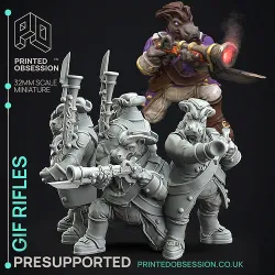 Giff Rifflemen - 3D Printable TTRPG - PRESUPPORTED - 32mm 3D print model