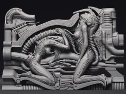 H R Giger Erotomechanics VII Sculpture Printable 3D Model 3D print model