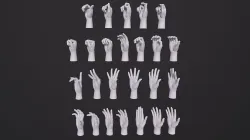 Hands pack 25 different poses Low-poly 3D model