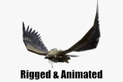 low-poly animated eagle with necklace Low-poly 3D model