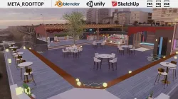 Metaverse Rooftop Bar Low-poly 3D model