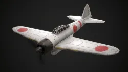 Mitsubishi A6M Zero Low-poly 3D model