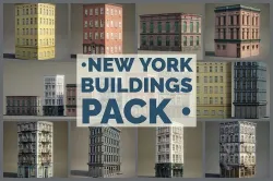 New York Background Buildings Pack Low-poly 3D model