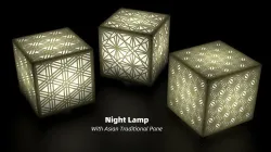 Night Lamp With Asian Traditional Pane 3D print model