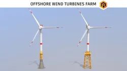 Offshore Wind Turbines Farm Low-poly 3D model