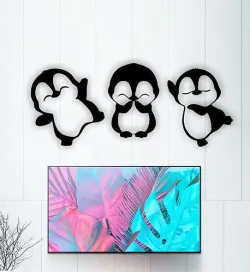 penguin wall decor for 3D print - cnc - 3D scene 3D print model