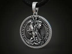 Saint George round pendant 3D print model
