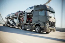 Semi-truck with car carrier trailer 3D model