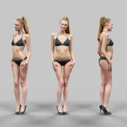 Sexy Girl in Black Bikini And high heels Posing 2 Low-poly 3D model