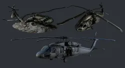 Sikorsky UH60 Black Hawk Military Helicopter Game Ready Pack 03 Low-poly 3D model