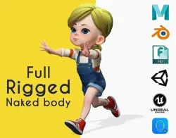 Sister  Cartoon girl Rigged 3D model child Low-poly 3D model