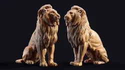 Sitting Lion Sculpture 3D print model