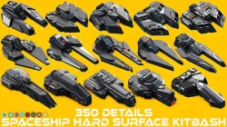 SPACESHIP Sci-Fi Hard Surface KITBASH 350 DETAILS 3D model